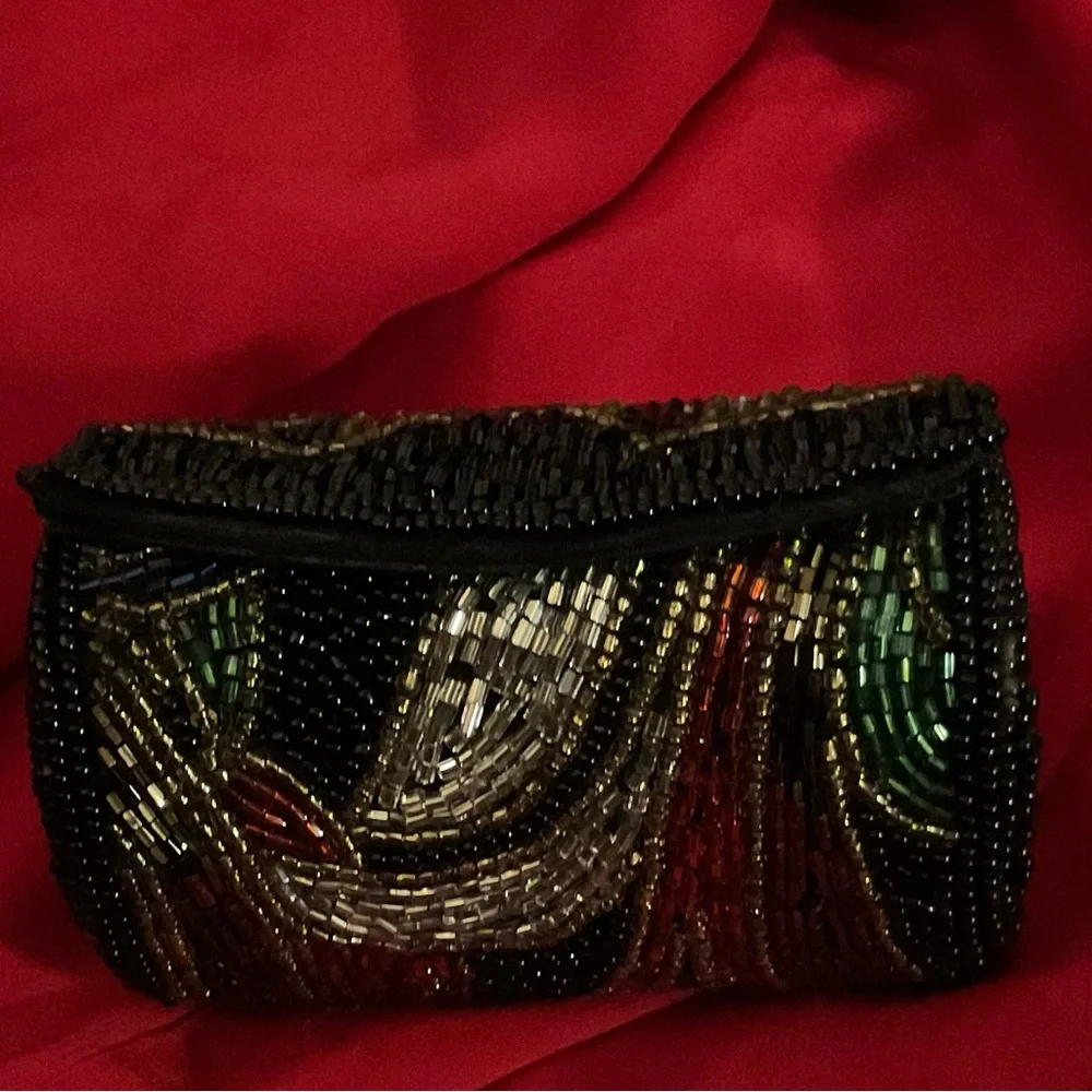 Vintage Beaded Lipstick  case with  Mirror